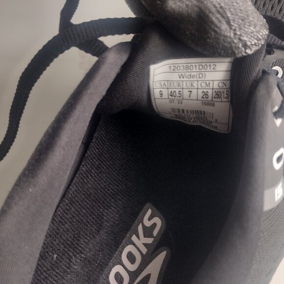 Brooks Ghost 15 Women’s Size 9D Wide Black Running Shoes Sneakers - 1203801D012 - Picture 8 of 8